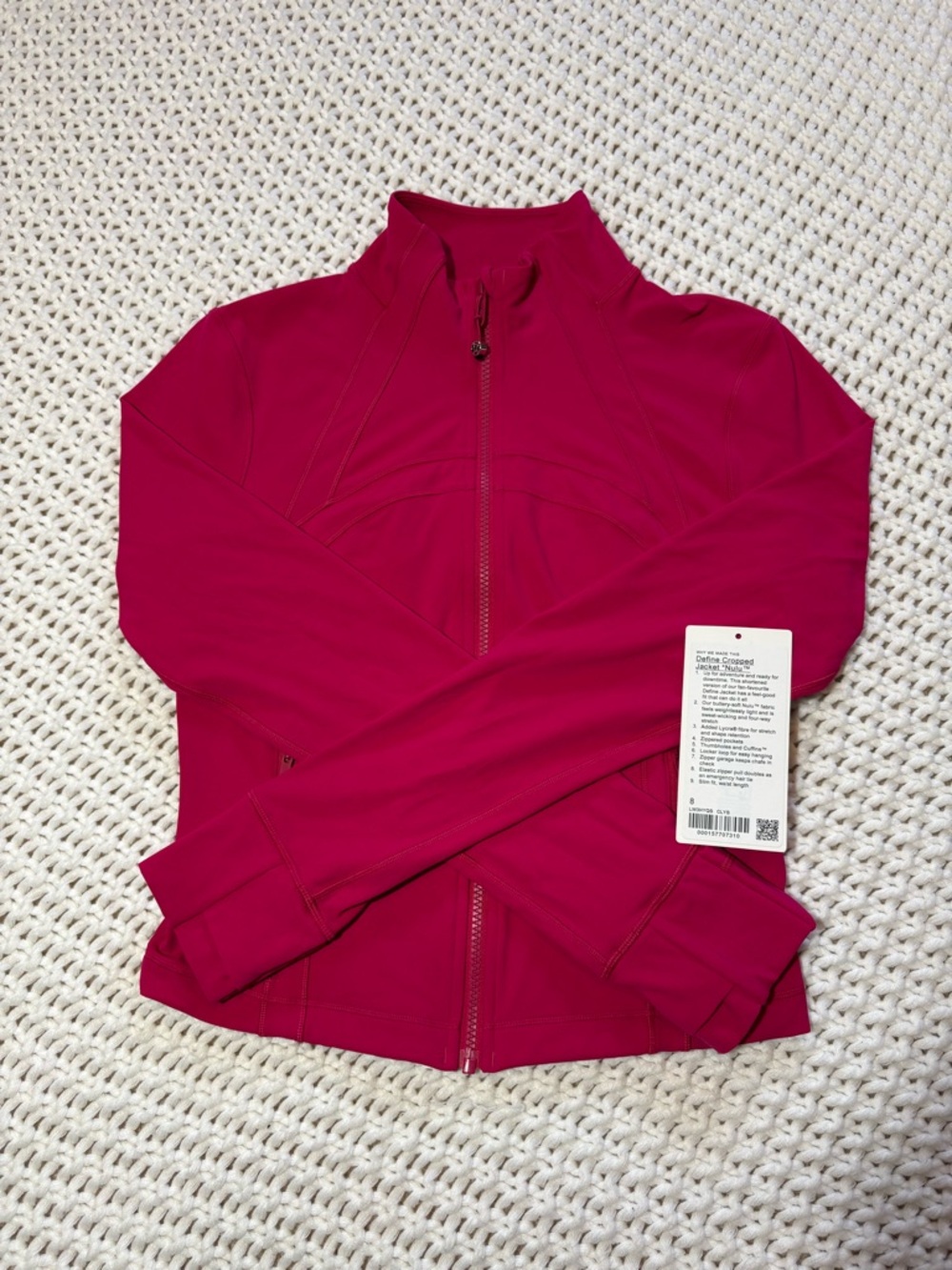lululemon calypso pink define cropped jacket nulu size 8